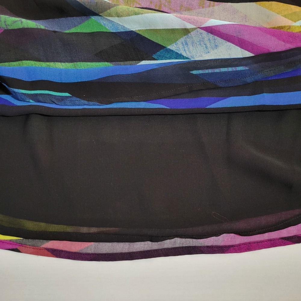 Calvin Klein Womens Blouse Top Size 1X 3/4 Sleeve V-Neck Geometric Lined 1654 - Picture 6 of 8